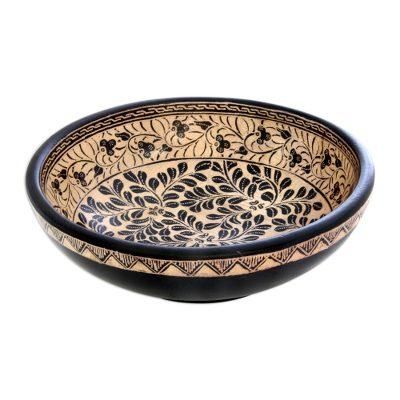 Harvest in Java,'Wood batik centerpiece'