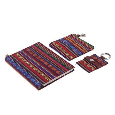 Artistic Glory,'Handcrafted Cotton Jacquard Journal Pouch and Keychain Set'