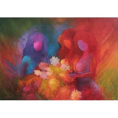 'Tropical Garden' - People and Portraits Expressionist Painting