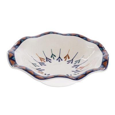 Antigua Breeze,'Ceramic Hand-Painted Fruit Bowl with Geometric Design'
