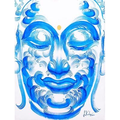 Buddha's Happiness,'Original Thai Painting of Buddha Smiling'