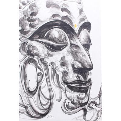 Buddha's Breath,'Original Thai Expressionist Painting of Buddha'
