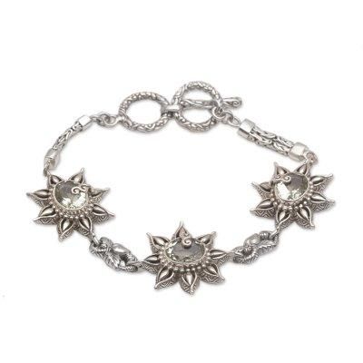925 Sterling Silver Floral Green Prasiolite Link Bracelet 'Prasiolite Garden'