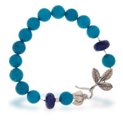 Indigo Foliage,'Leafy Turquoise and Lapis Lazuli Beaded Bracelet from Mexico'