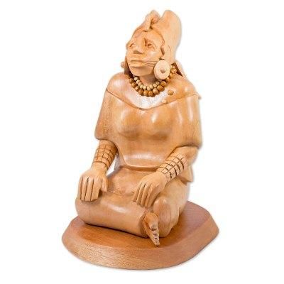 'Mayan Jaina-Style Wood Sculpture of a Woman from Guatemala'