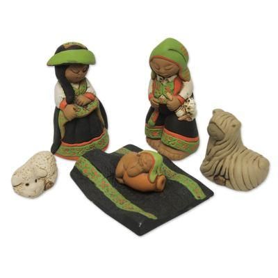 Born in Colca,'Artisan Crafted Peruvian Nativity Scene Set of 6'