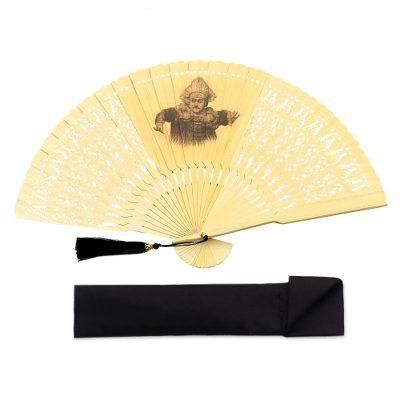 Baris Dance,'Baris Dance Mahogany Wood Hand Fan from Bali'