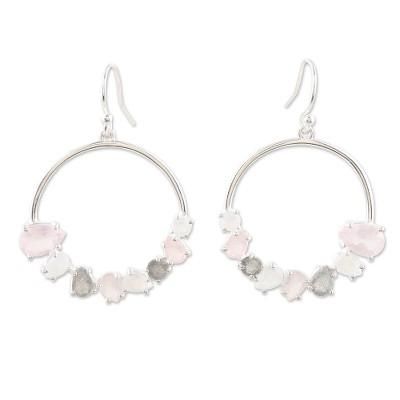 Portal to Heaven,'Hand Made Rose Quartz and Labradorite Dangle Earrings'