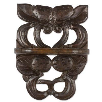 Strawberries and Peaches,'Hand Crafted PInewood Wall Shelf with Fruit Motif'