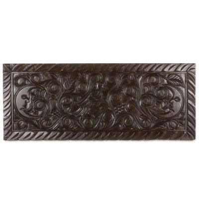 Parrot,'Artisan Crafted Wood Wall Panel with Parrot and Moon Motif'