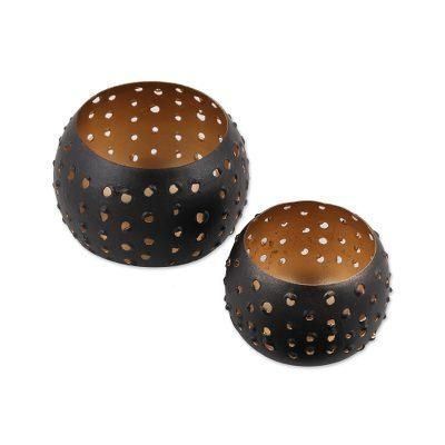 Golden Illumination,'Large and Small Iron Tealight Holders from India'