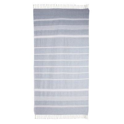 Fresh Relaxation in Celadon,'Striped Cotton Beach Towel in Celadon from Guatemala'