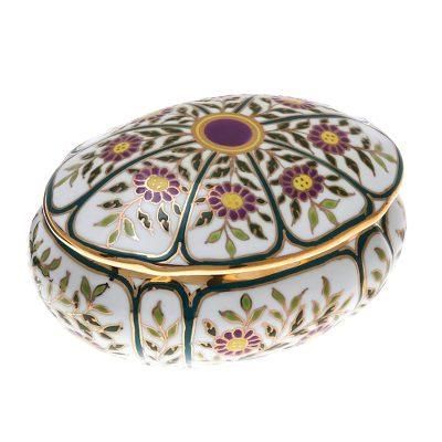 Benjarong Violets,'Violet Motif Gilded Porcelain Decorative Box from Thailand'