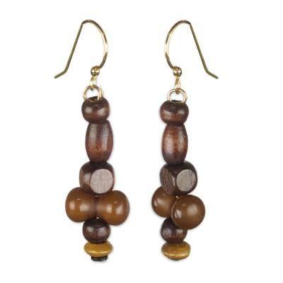 Boho Queen,'Recycled Plastic and Sese Wood Boho Queen Dangle Earrings'