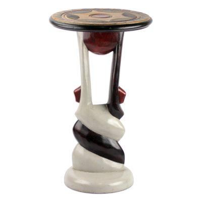 African Twist,'Twist Motif Cedar Wood Accent Table Crafted in Ghana'