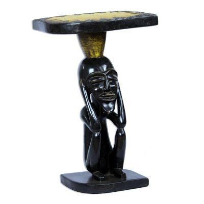 Togbe Ge,'Hand-Carved Sese Wood Accent Table from Ghana'