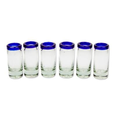 Tequila glasses, 'Tequila Blues' (set of 6)