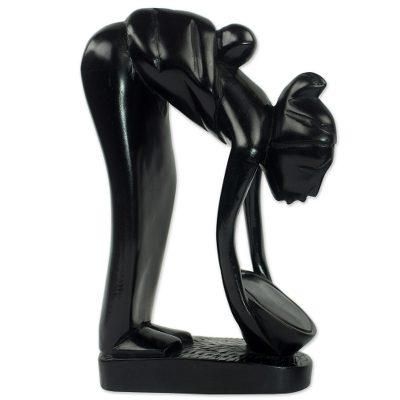 Serwaa Mother,'Hand Carved Mother and Child Black Sculpture from Ghana'