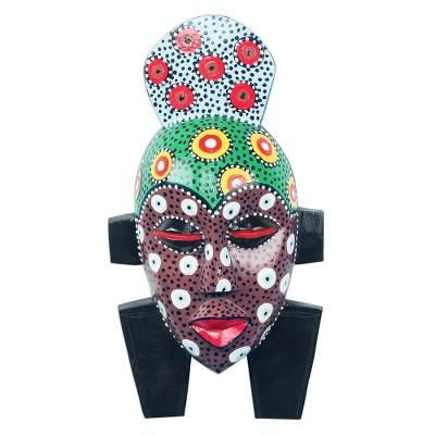 Colorful Gidigidi,'Multicolored African Wood Mask from Ghana'
