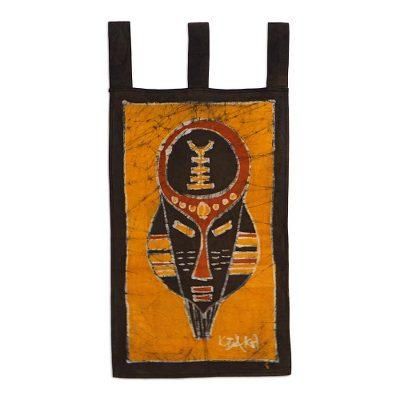 Cotton batik wall hanging, 'Battle Cry'