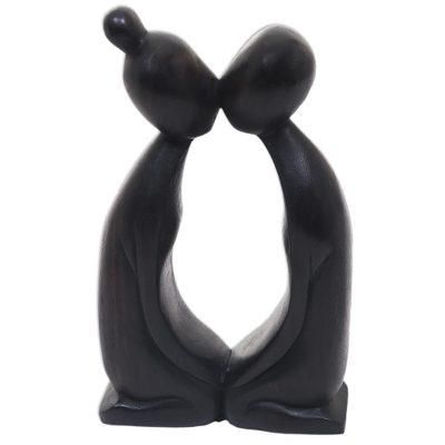 Harmony,'Black Wood Statuette of Lovers' Embrace from Bali'