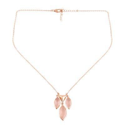Rosy Princess,'Rose Gold Plated Rose Quartz Pendant Necklace from India'