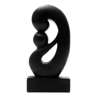 Boundless Love,'Balinese Wood Sculpture Mother and Child'