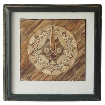 Dakar Mask II,'Handcrafted Natural Fiber Dakar Mask Wall Art from Ghana'
