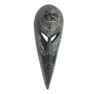 Ghanaian wood mask, 'Sankofa Bird' - Hand Made Wood Mask
