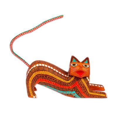 Relaxed Cat,'Cat Alebrije Figurine from Mexico'