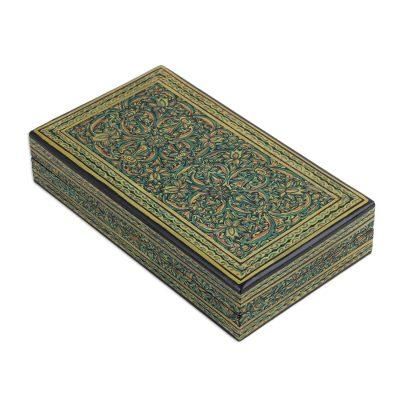 Kashmir Garden,'Hand Painted Wood and Papier Mache Decorative Box'
