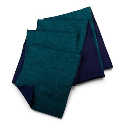 Peacock Trends,'Knit Reversible Baby Alpaca Scarf in Indigo and Peacock'