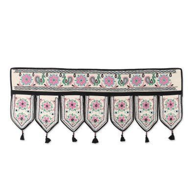 Garden Grow,'Embroidered Cotton Wall Hanging from India'