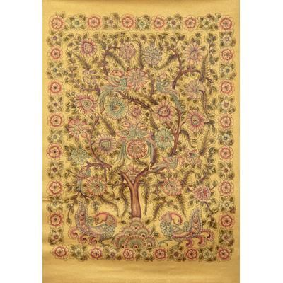 The Golden Nature,'Kalamkari Painting of Tree and Birds'
