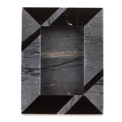 Modern Lines in Grey,'Modern Grey Marble Photo Frame from Mexico (4x6)'