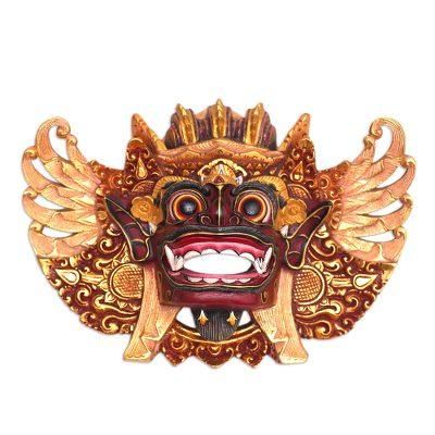 'Hand-Carved Wood Sculpture with Traditional Balinese Motifs'