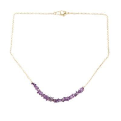 New Fantasy in Purple,'Hand Crafted Amethyst and Brass Pendant Necklace'