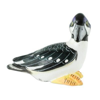 Barrow's Goldeneye Duck,'Guatemala Handcrafted Ceramic Bufflehead Duck Figurine'