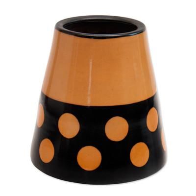 Tubular Ceremony,'Handcrafted Modern Ceramic Chulucanas Decorative Vase'