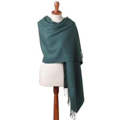 Simple Beauty in Forest Green,'100% Baby Alpaca Shawl in Forest Green from Peru'