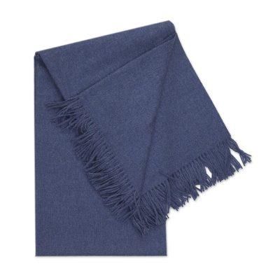 Blissful Dream in Azure,'100% Baby Alpaca Throw Blanket in Solid Azure from Peru'