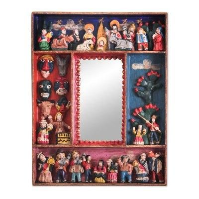 Mirror, 'Little Carnaval' - Hand Made Folk Art Mirror from Peru