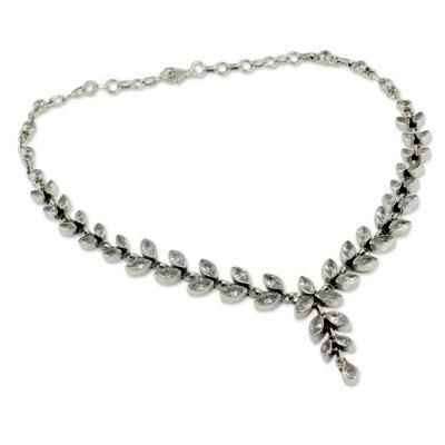 'White Daffodils' - Quartz Y Necklace in Sterling Silver from India with 50 Cts