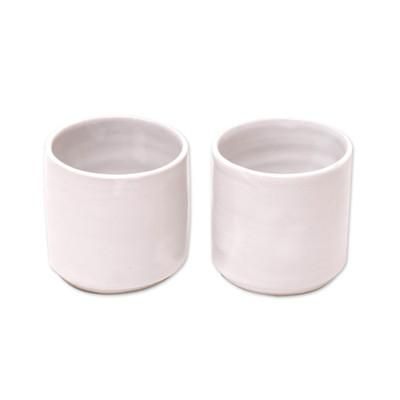 Pure Calm,'Pair of Ceramic Tea Cups Handcrafted in Bali'