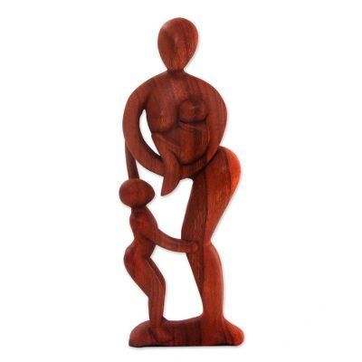 Abstract Family,'Hand Carved Mother and Child Sculpture'