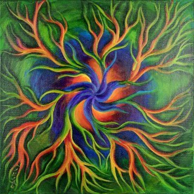 Germinating,'Signed Abstract Painting from Costa Rica'