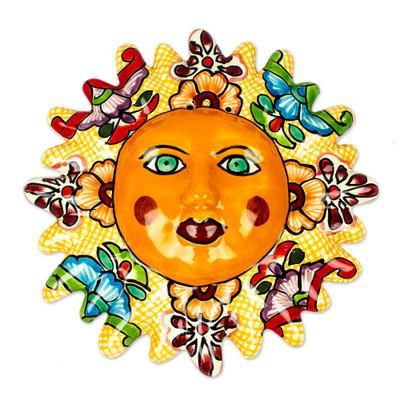 Bright Sol,'Hand Crafted Talavera Style Sun Wall Accent'