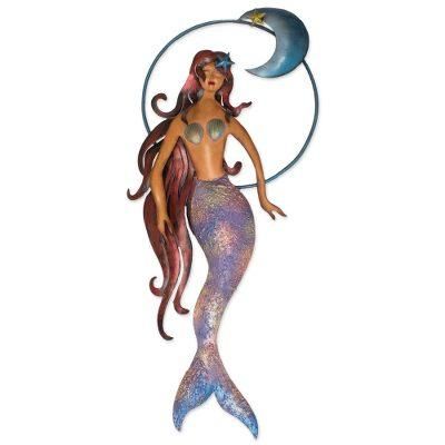 Iron wall sculpture, 'Mermaid Moon'