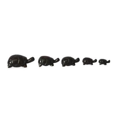 Ebony sculptures, 'Tortoise Family' (set of 5)