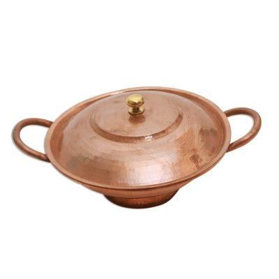 Warm Glow,'Copper Serving Bowl with a Lid from Java'